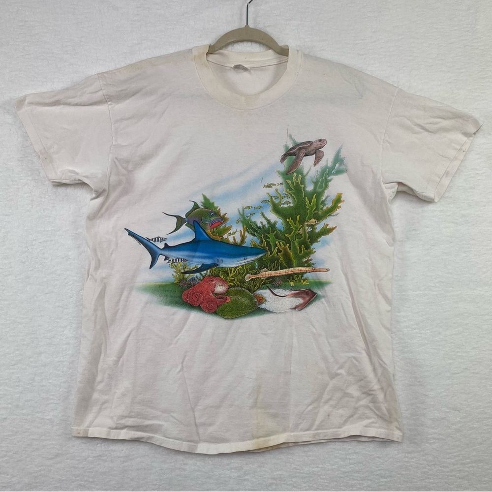 HarleQuin N.G sea Ocean Animal Single Stitch 1988 White Tshirt size S